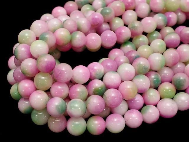 Pink & Green Jade Round 12mm 1strand beads (approx. 14 inches/35 cm)