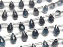 [Video] High Quality London Blue Topaz AAA Drop Faceted Briolette Half or 1 strand beads (22pcs)