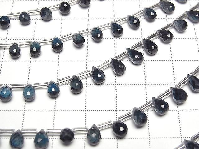 [Video] High Quality London Blue Topaz AAA Drop Faceted Briolette Half or 1 strand beads (22pcs)