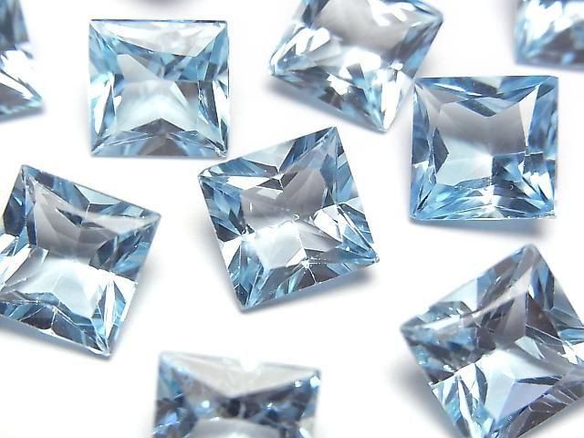[Video] High Quality Sky Blue Topaz AAA Loose Stone Princess Cut 10x10mm 1pc