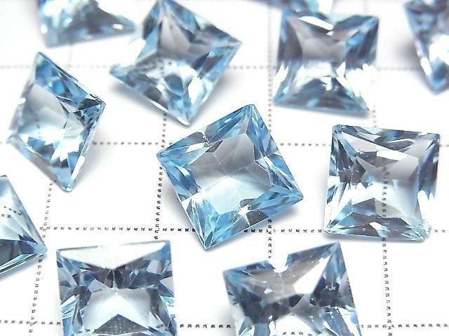 [Video] High Quality Sky Blue Topaz AAA Loose Stone Princess Cut 10x10mm 1pc