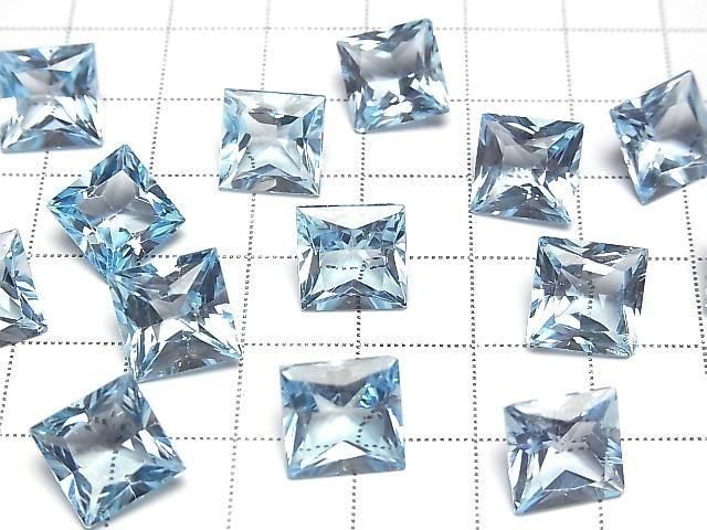 [Video] High Quality Sky Blue Topaz AAA Loose Stone Princess Cut 10x10mm 1pc
