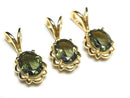 [Video] High Quality Moldavite AAA Oval Faceted 9x7mm Pendant 18KGP 1pc
