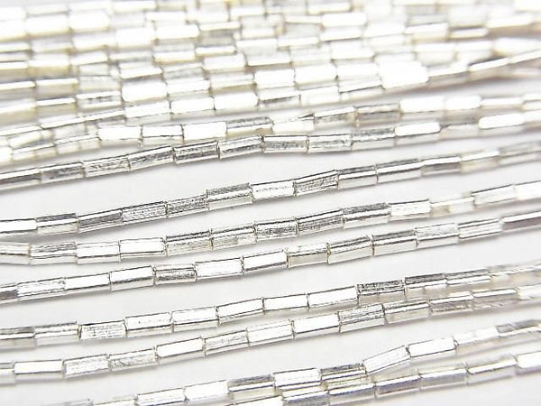 Karen Silver Square Tube 2.5x1x1mm White Silver 1/4 or 1 strand beads (approx. 28 inches/70 cm)