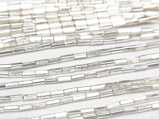 Karen Silver Square Tube 2.5x1x1mm White Silver 1/4 or 1 strand beads (approx. 28 inches/70 cm)