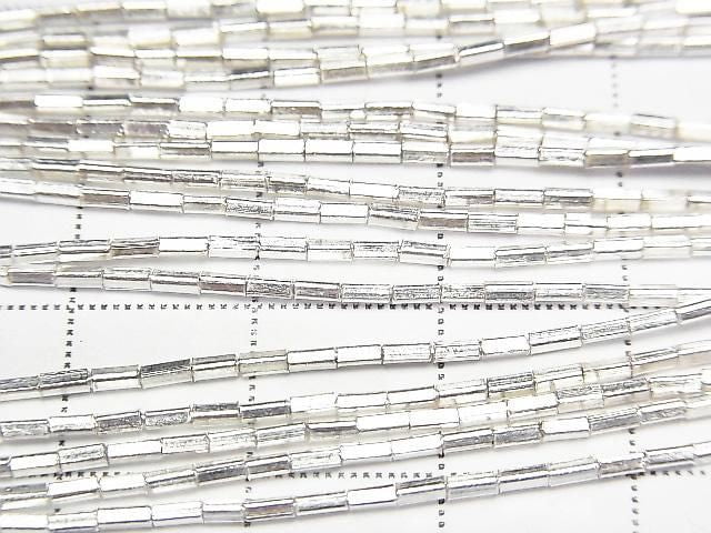 Karen Silver Square Tube 2.5x1x1mm White Silver 1/4 or 1 strand beads (approx. 28 inches/70 cm)