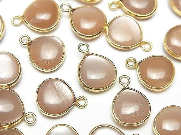 [Video] Peach Moonstone AA++ Bezel Setting Chestnut 11x11mm 18KGP 2pcs