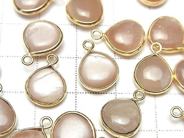 [Video] Peach Moonstone AA++ Bezel Setting Chestnut 11x11mm 18KGP 2pcs