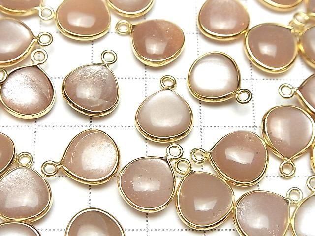 [Video] Peach Moonstone AA++ Bezel Setting Chestnut 11x11mm 18KGP 2pcs
