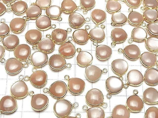 [Video] Peach Moonstone AA++ Bezel Setting Chestnut 11x11mm 18KGP 2pcs