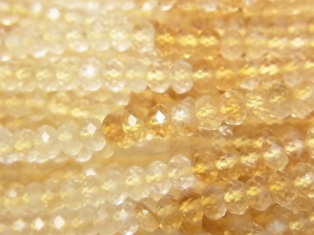 [Video] High Quality! Citrine AA++ Faceted Button Rondelle 4x4x2mm 1strand beads (aprx.15inch/37cm)