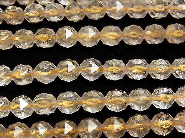 [Video] High Quality! Rutilated Quartz AA+ Star Faceted Round 8mm 1/4 or 1strand beads (approx. 15 inches/38 cm)
