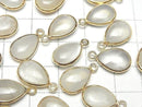 [Video] White Moonstone AA++ Bezel Setting Pear Shape 13x9mm 18KGP 2pcs