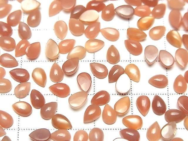 [Video] Orange Moonstone AAA- Pear Shape Cabochon 6x4mm 10pcs