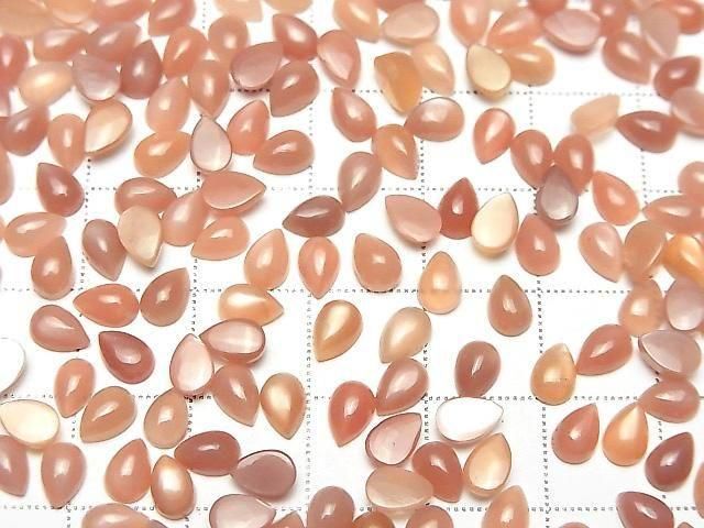 [影片] 橙色月光石 AAA- 梨形凸圓面 6x4mm 10顆
