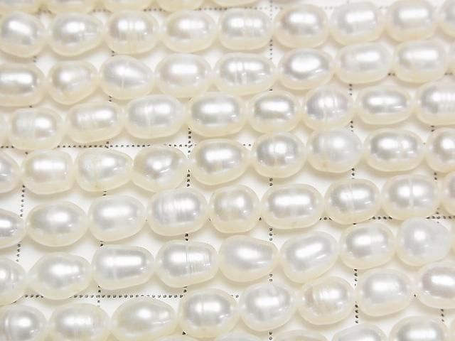 [Video] Fresh Water Pearl AA Rice 7x6x6mm White 1strand beads (approx. 13 inches/33 cm)
