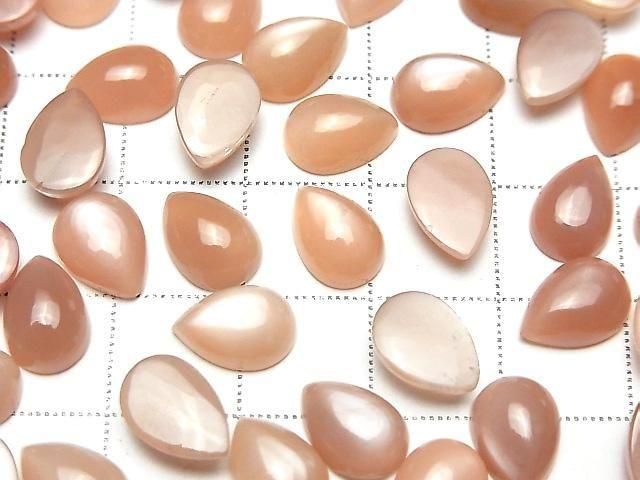 [Video] Orange Moonstone AAA- Pear Shape Cabochon 10x7mm 3pcs