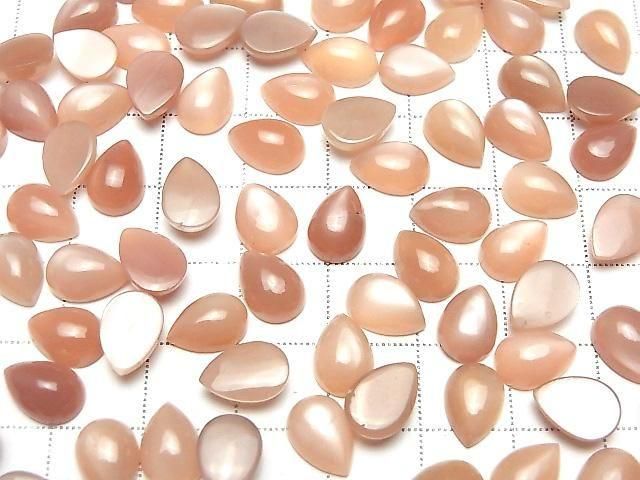 [Video] Orange Moonstone AAA- Pear Shape Cabochon 10x7mm 3pcs