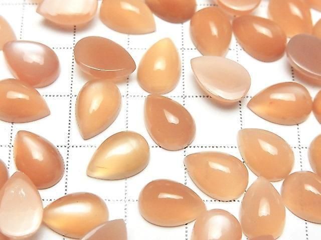 [Video] Orange Moonstone AAA- Pear Shape Cabochon 12x8mm 2pcs