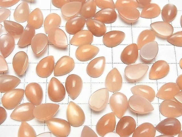 [Video] Orange Moonstone AAA- Pear Shape Cabochon 12x8mm 2pcs