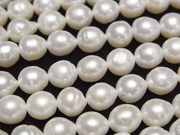 [Video] Fresh Water Pearl AA Rice 7.5x6x6mm White 1strand beads (approx. 15 inches/38 cm)