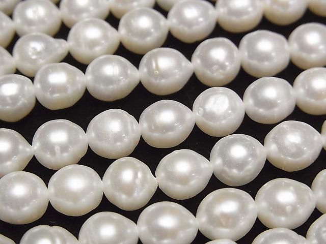 [Video] Fresh Water Pearl AA Rice 7.5x6x6mm White 1strand beads (approx. 15 inches/38 cm)