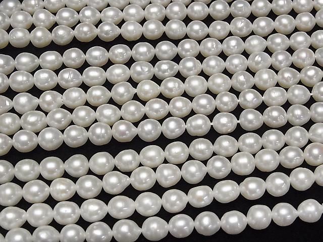 [Video] Fresh Water Pearl AA Rice 7.5x6x6mm White 1strand beads (approx. 15 inches/38 cm)
