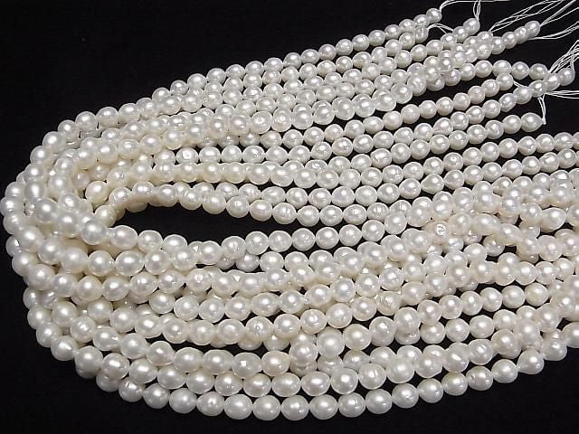 [Video] Fresh Water Pearl AA Rice 7.5x6x6mm White 1strand beads (approx. 15 inches/38 cm)