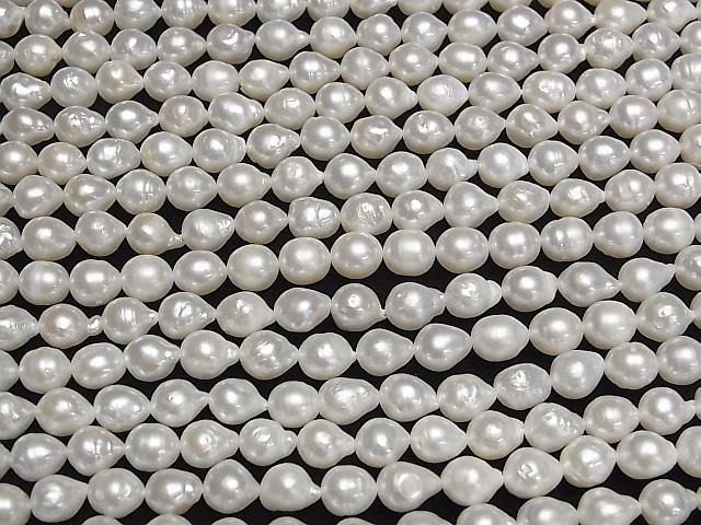 [Video] Fresh Water Pearl AA+ Natural Drop-Rice 6-7mm White 1strand beads (approx. 15 inches/37 cm)
