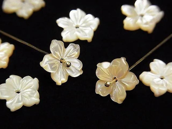 Mother of Pearl MOP AAA Beige Flower [8mm][10mm][12mm] Center Hole 4pcs