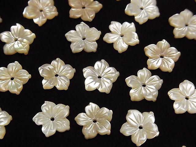 Mother of Pearl MOP AAA Beige Flower [8mm][10mm][12mm] Center Hole 4pcs