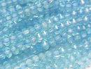 [Video] High Quality! Blue Topaz AA++ Mirror Faceted Button Rondelle 4x4x3mm 1strand beads (approx. 15 inches/36 cm)