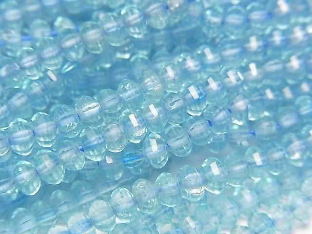 [Video] High Quality! Blue Topaz AA++ Mirror Faceted Button Rondelle 4x4x3mm 1strand beads (approx. 15 inches/36 cm)