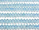 [Video] High Quality! Blue Topaz AA++ Mirror Faceted Button Rondelle 4x4x3mm 1strand beads (approx. 15 inches/36 cm)