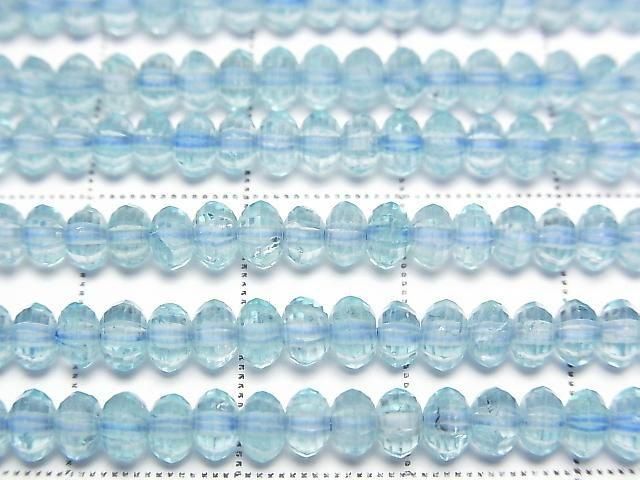 [Video] High Quality! Blue Topaz AA++ Mirror Faceted Button Rondelle 4x4x3mm 1strand beads (approx. 15 inches/36 cm)