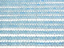 [Video] High Quality! Blue Topaz AA++ Mirror Faceted Button Rondelle 4x4x3mm 1strand beads (approx. 15 inches/36 cm)