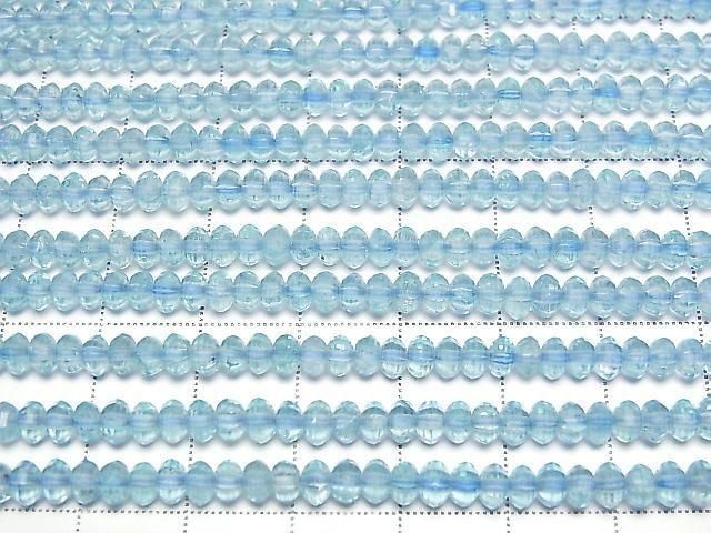 [Video] High Quality! Blue Topaz AA++ Mirror Faceted Button Rondelle 4x4x3mm 1strand beads (approx. 15 inches/36 cm)