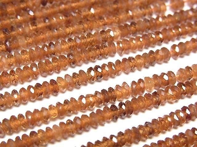 [Video] High Quality! Hessonite Garnet AA++ Faceted Button Rondelle 3.5x3.5x1.5mm 1strand beads (aprx.15inch/37cm)