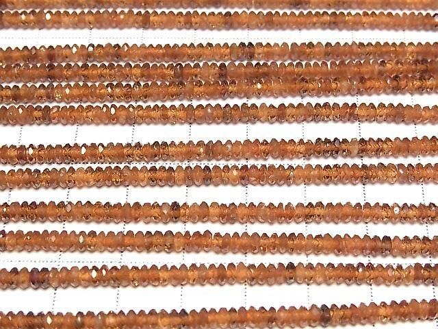 [Video] High Quality! Hessonite Garnet AA++ Faceted Button Rondelle 3.5x3.5x1.5mm 1strand beads (aprx.15inch/37cm)