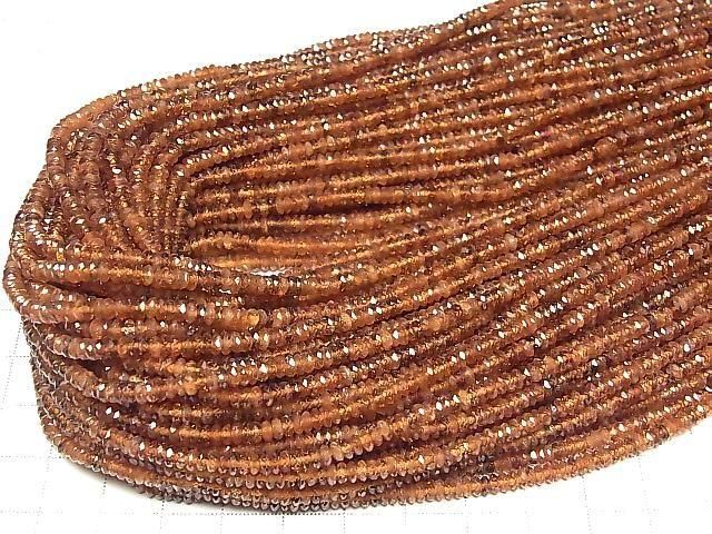 [Video] High Quality! Hessonite Garnet AA++ Faceted Button Rondelle 3.5x3.5x1.5mm 1strand beads (aprx.15inch/37cm)