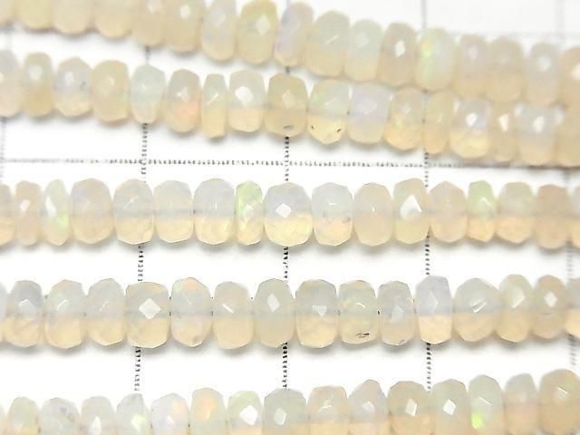 [Video] Ethiopian Opal AA++ Faceted Button Rondelle half or 1strand beads (approx. 15 inches/36 cm)