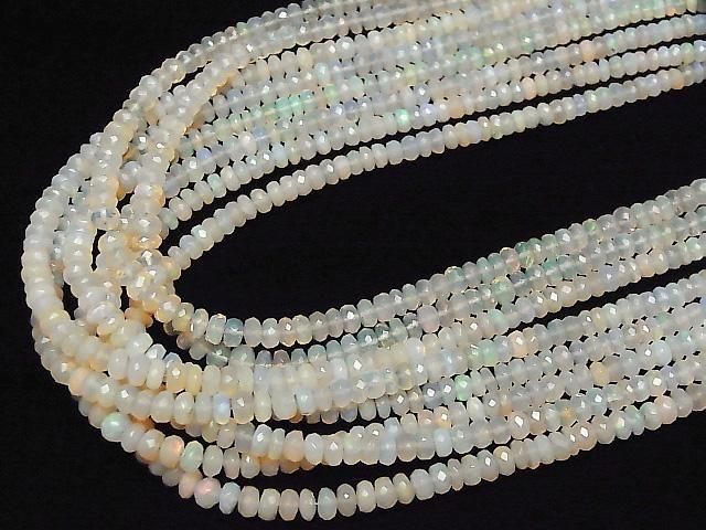 [Video] Ethiopian Opal AA++ Faceted Button Rondelle half or 1strand beads (approx. 15 inches/36 cm)