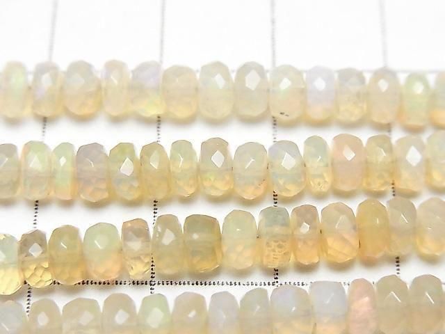 [Video] Ethiopian Opal AA++ Faceted Button Rondelle half or 1strand beads (approx. 16 inches/40 cm)