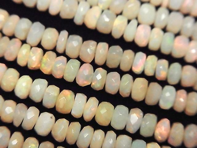 [Video] Ethiopian Opal AA+ Faceted Button Rondelle half or 1strand beads (approx. 15 inches/38 cm)