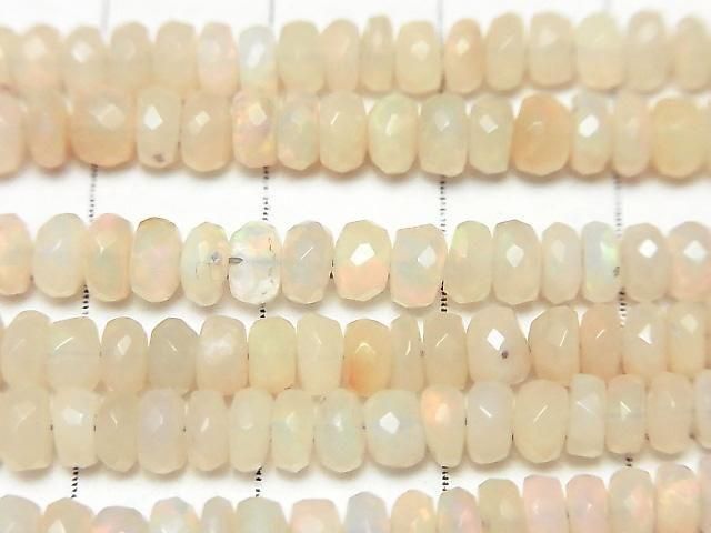 [Video] Ethiopian Opal AA+ Faceted Button Rondelle half or 1strand beads (approx. 15 inches/38 cm)