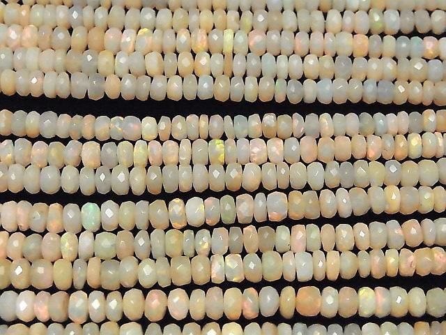 [Video] Ethiopian Opal AA+ Faceted Button Rondelle half or 1strand beads (approx. 15 inches/38 cm)
