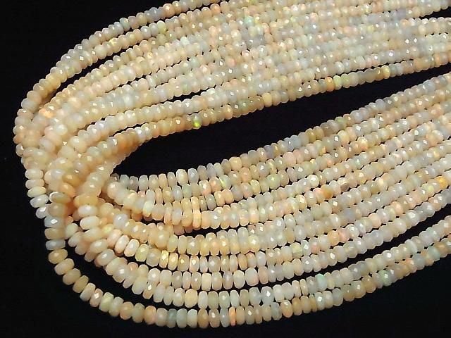 [Video] Ethiopian Opal AA+ Faceted Button Rondelle half or 1strand beads (approx. 15 inches/38 cm)