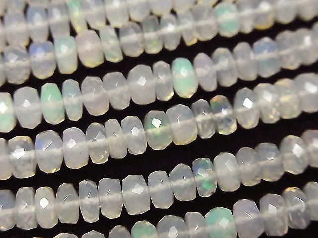 [Video] Ethiopian Opal AA+ Faceted Button Rondelle half or 1strand beads (approx. 16 inches/40 cm)