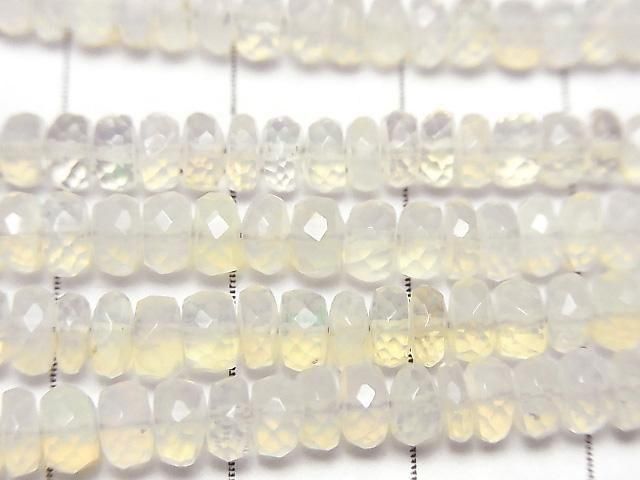 [Video] Ethiopian Opal AA+ Faceted Button Rondelle half or 1strand beads (approx. 16 inches/40 cm)