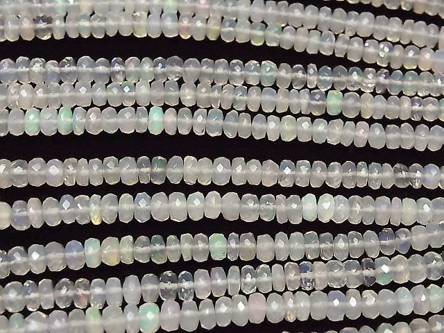 [Video] Ethiopian Opal AA+ Faceted Button Rondelle half or 1strand beads (approx. 16 inches/40 cm)